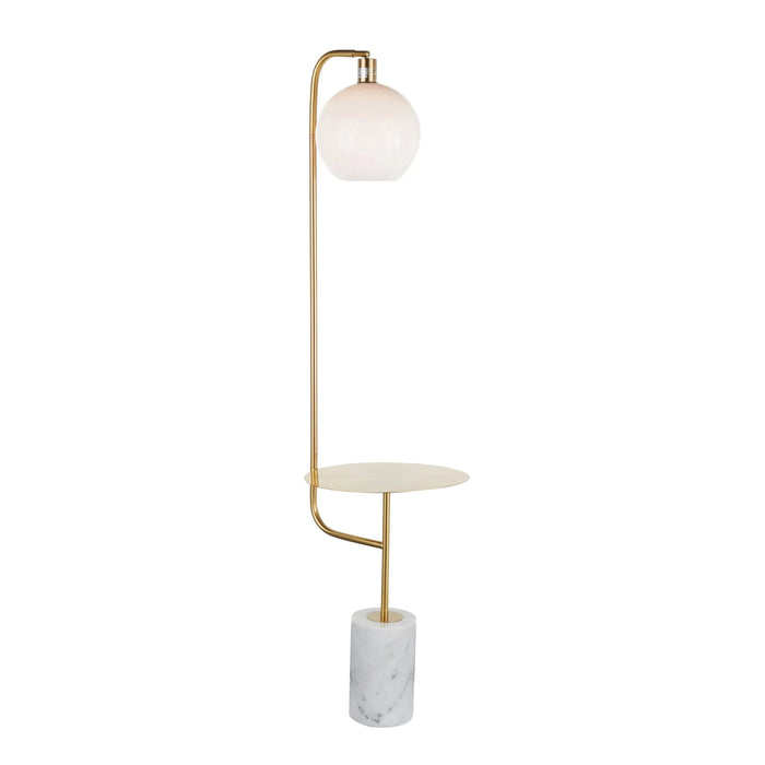Symbol Contemporary/Glam Floor Lamp with Gold Metal Side Table and White Marble Base by LumiSource Default -DTYStore