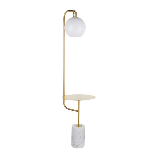 Symbol Contemporary/Glam Floor Lamp with Gold Metal Side Table and White Marble Base by LumiSource Default -DTYStore