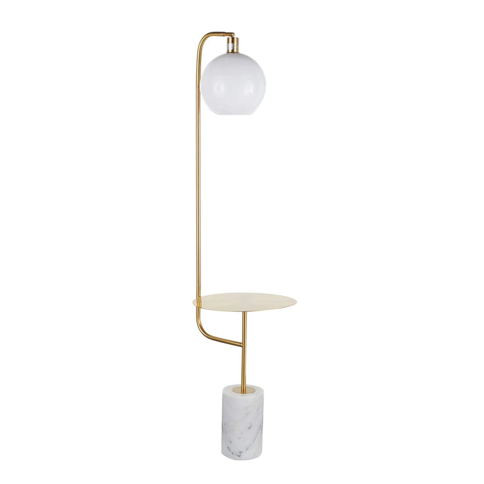Symbol Contemporary/Glam Floor Lamp with Gold Metal Side Table and White Marble Base by LumiSource Default -DTYStore