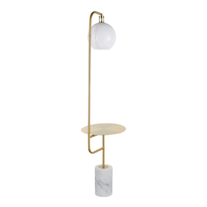 Symbol Contemporary/Glam Floor Lamp with Gold Metal Side Table and White Marble Base by LumiSource Default -DTYStore