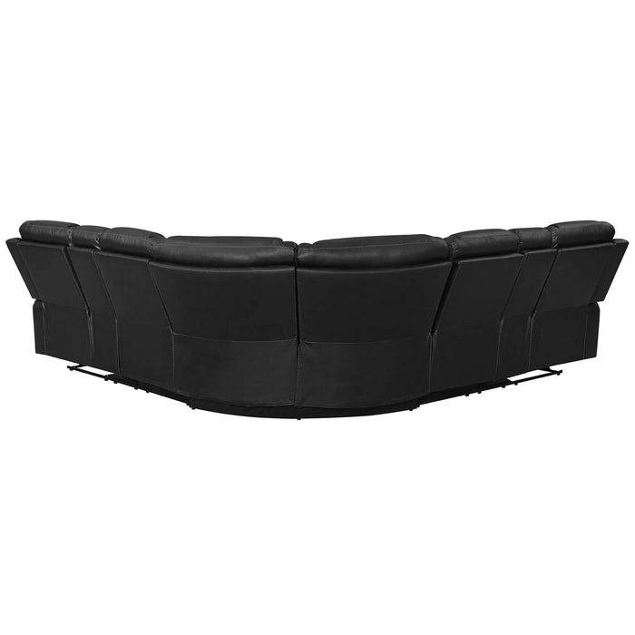 Symmetrical L-Shaped Reclining Sectional Sofa Set with Storage, Cup Holders, and LED Light Strip in Black PU Leather Default -DTYStore