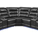 Symmetrical L-Shaped Reclining Sectional Sofa Set with Storage, Cup Holders, and LED Light Strip in Black PU Leather Default -DTYStore