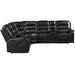 Symmetrical L-Shaped Reclining Sectional Sofa Set with Storage, Cup Holders, and LED Light Strip in Black PU Leather Default -DTYStore