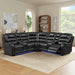 Symmetrical L-Shaped Reclining Sectional Sofa Set with Storage, Cup Holders, and LED Light Strip in Black PU Leather Default -DTYStore