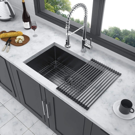 T304 Nano Stainless Steel 23' Gunmetal Black Undermount Kitchen Sink with 9 Inch Deep Single Bowl Default -DTYStore