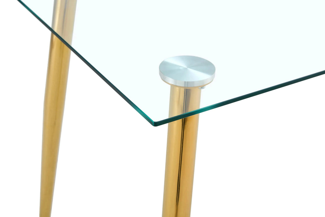 TABLE LEG FOR GT-02, GOLDEN LEG , Modern Minimalist Rectangle Glass Dining Table, Transparent Glass Tabletop and Electroplate Metal Legs, Suitable for Kitchens, Restaurants, and Living Rooms Default -DTYStore