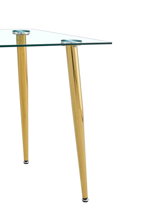 TABLE LEG FOR GT-02, GOLDEN LEG , Modern Minimalist Rectangle Glass Dining Table, Transparent Glass Tabletop and Electroplate Metal Legs, Suitable for Kitchens, Restaurants, and Living Rooms Default -DTYStore