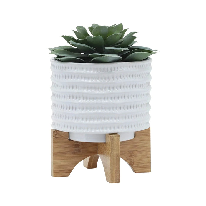 TEXTURED PLANTER W/ STAND AND TEXTURED PLANTERS SET - MODERN HOME GARDEN ACCENTS White 5" -DTYStore