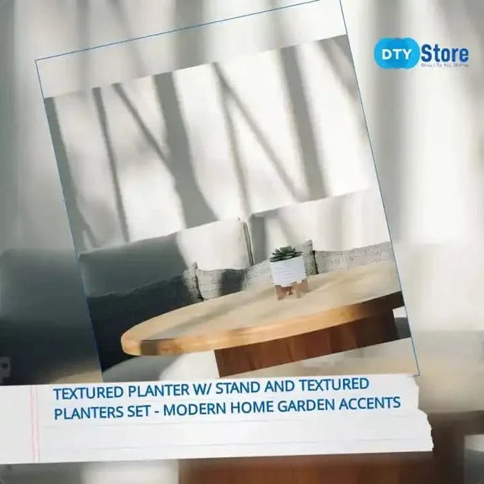 TEXTURED PLANTER W/ STAND AND TEXTURED PLANTERS SET - MODERN HOME GARDEN ACCENTS White 8" -DTYStore