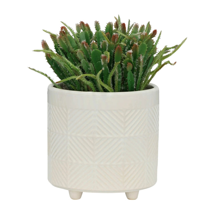 TEXTURED PLANTER W/ STAND AND TEXTURED PLANTERS SET - MODERN HOME GARDEN ACCENTS White 5" -DTYStore
