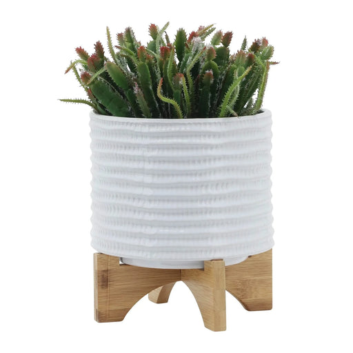 TEXTURED PLANTER W/ STAND AND TEXTURED PLANTERS SET - MODERN HOME GARDEN ACCENTS White 8" -DTYStore