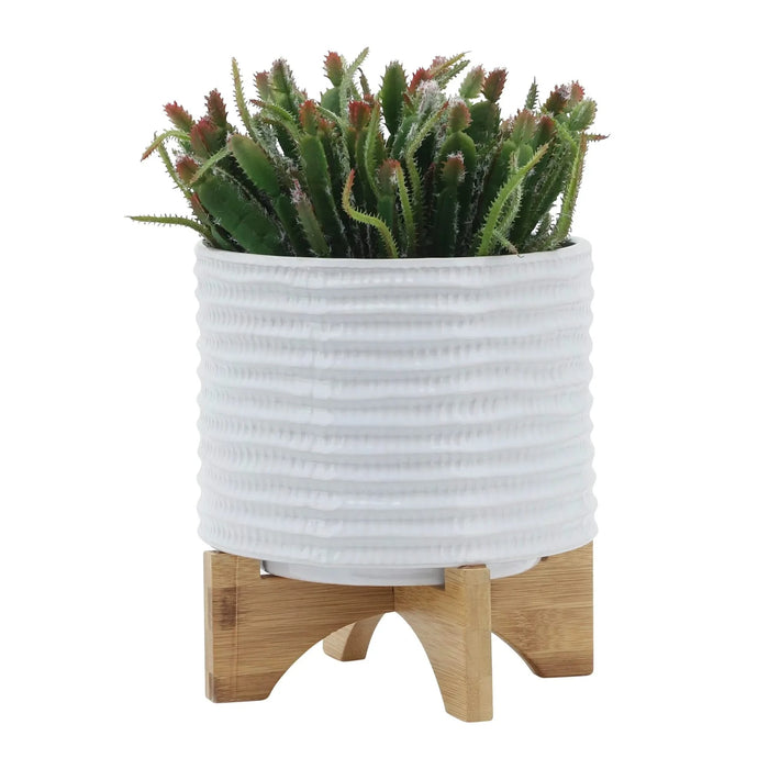 TEXTURED PLANTER W/ STAND AND TEXTURED PLANTERS SET - MODERN HOME GARDEN ACCENTS White 8" -DTYStore