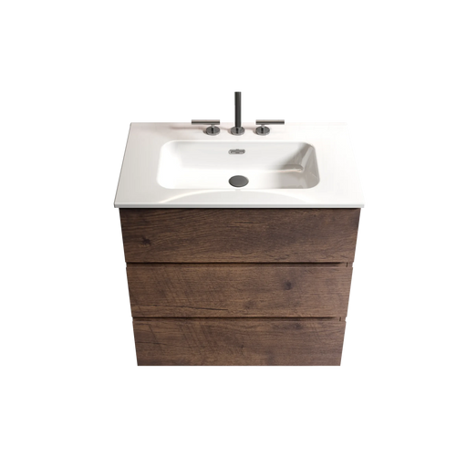 TIA 30' Walnut Bathroom Vanity with Sink with 3 Faucet Holes, Large Storage Freestanding Bathroom Vanity for Modern Bathroom, One-Piece White Sink Basin without Drain and Faucet, Pre-assemble Default -DTYStore