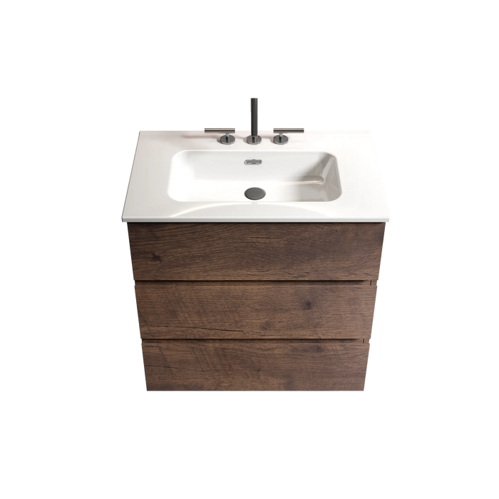 TIA 30' Walnut Bathroom Vanity with Sink with 3 Faucet Holes, Large Storage Freestanding Bathroom Vanity for Modern Bathroom, One-Piece White Sink Basin without Drain and Faucet, Pre-assemble Default -DTYStore