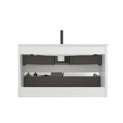 TIA 36' Wall Mount Glossy White Bathroom Vanity with Ceramic Sink with Single Hole, Large Storage Floating Bathroom Vanity for Modern Bathroom, Pre-assembled Default -DTYStore