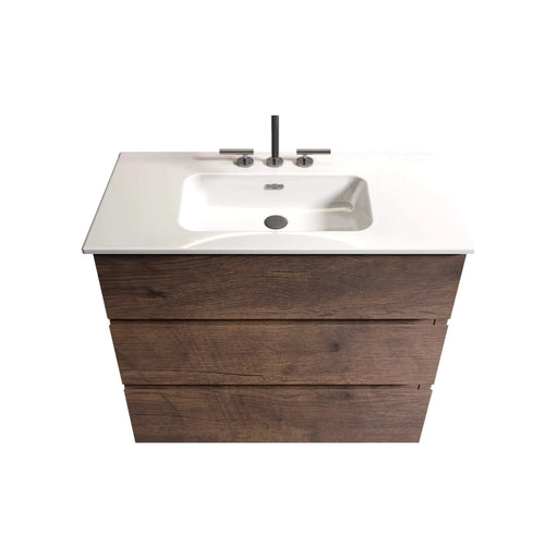 TIA 36' Walnut Bathroom Vanity with Sink with 3 Faucet Holes, Large Storage Freestanding Bathroom Vanity for Modern Bathroom, One-Piece White Sink Basin without Drain and Faucet, Pre-assembled Default -DTYStore