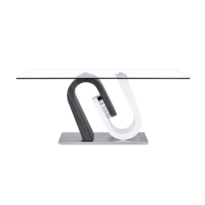 TONY Modern Dining Table with Geometric Design in Grey and White, MDF and Steel, 70.87' Length Default -DTYStore