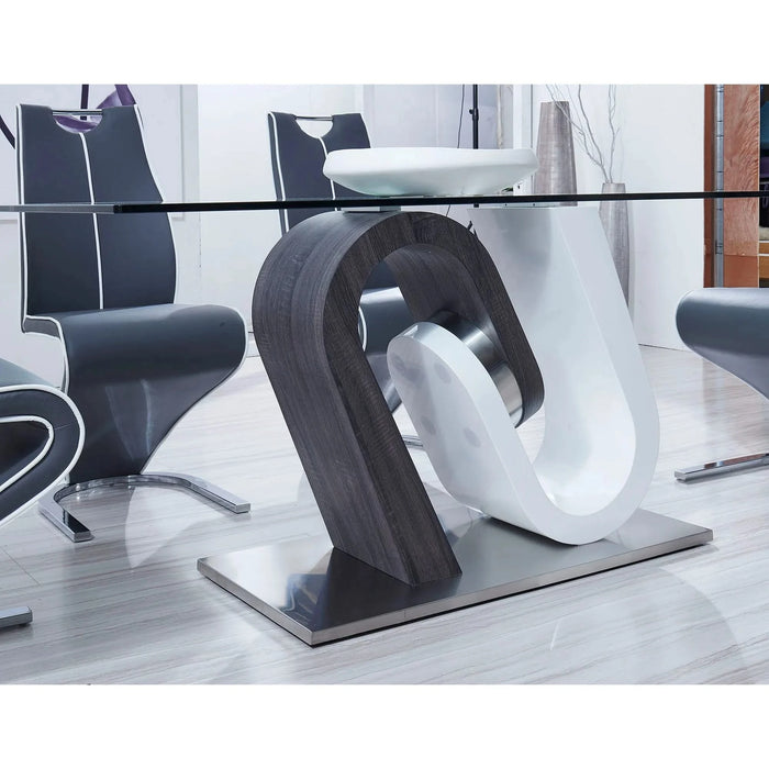 TONY Modern Dining Table with Geometric Design in Grey and White, MDF and Steel, 70.87' Length Default -DTYStore