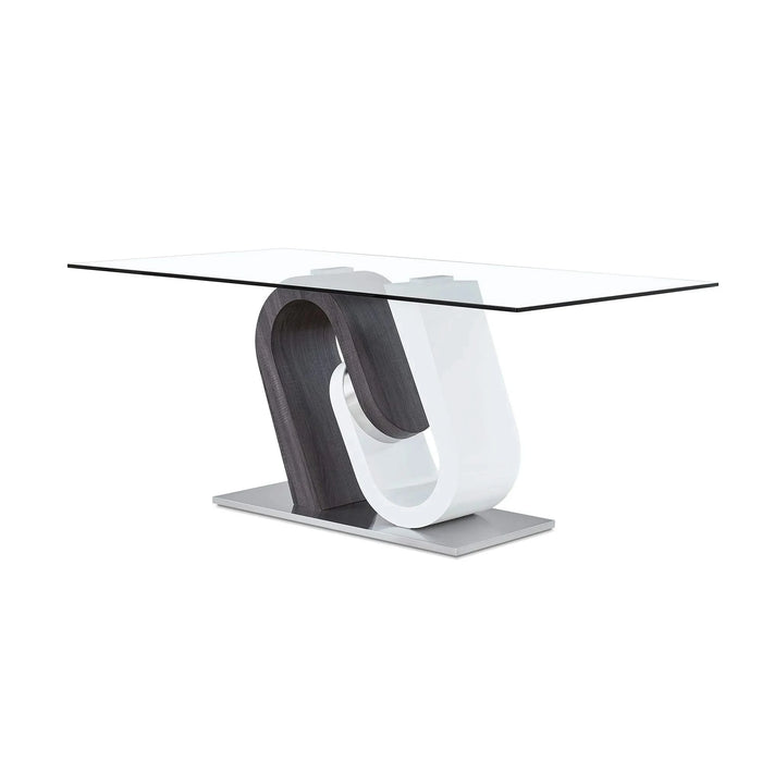 TONY Modern Dining Table with Geometric Design in Grey and White, MDF and Steel, 70.87' Length Default -DTYStore
