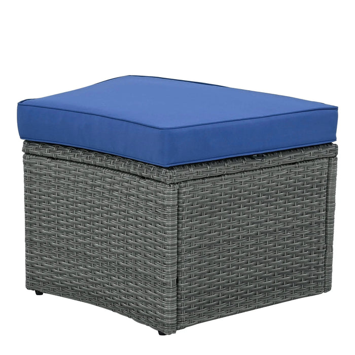 TOPMAX 10-Piece Outdoor Sectional Half Round Patio Rattan Sofa Set, PE Wicker Conversation Furniture Set for Free Combination, Blue Default -DTYStore