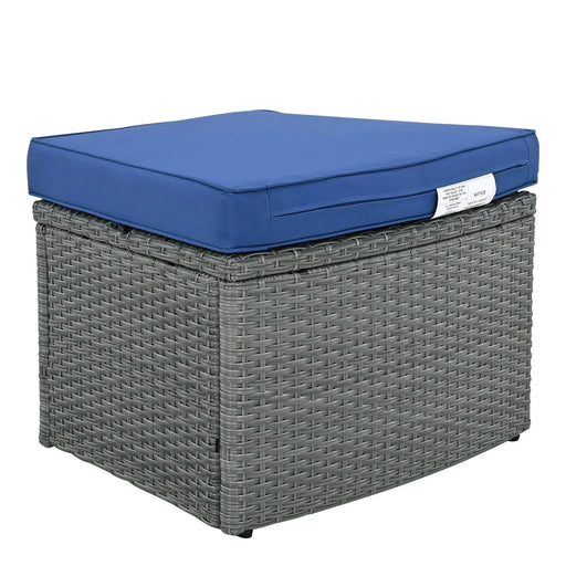 TOPMAX 10-Piece Outdoor Sectional Half Round Patio Rattan Sofa Set, PE Wicker Conversation Furniture Set for Free Combination, Blue Default -DTYStore