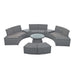 TOPMAX 10-Piece Outdoor Sectional Half Round Patio Rattan Sofa Set, PE Wicker Conversation Furniture Set for Free Combination, Light Gray Default -DTYStore