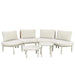 TOPMAX 6-Piece Patio Sofa Furniture Set, Half Moon Outdoor Sectional Sofa with 2 High-Low Coffee Tables, PE Wicker Rattan, Tempered Glass, 4 Pillows & Cushions, for Backyard, Garden, Poolside,Beige Default -DTYStore