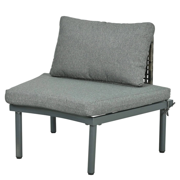 TOPMAX 6-Piece Patio Sofa Furniture Set, Half Moon Outdoor Sectional Sofa with 2 High-Low Coffee Tables, PE Wicker Rattan, Tempered Glass, 4 Pillows & Cushions, for Backyard, Garden, Poolside,Gray Default -DTYStore