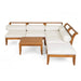 TOPMAX 6 Piece Patio Sofa Set, Acacia Wood Outdoor Modular Sectional Garden Furniture Set L-Shaped Conversation Set, Convertible Daybed with Tea Table, Ottoman, 5 Cushions and Pillows, Teak+Beige Default -DTYStore