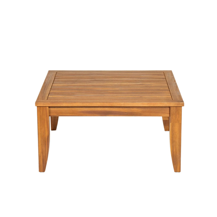 TOPMAX 6 Piece Patio Sofa Set, Acacia Wood Outdoor Modular Sectional Garden Furniture Set L-Shaped Conversation Set, Convertible Daybed with Tea Table, Ottoman, 5 Cushions and Pillows, Teak+Beige Default -DTYStore