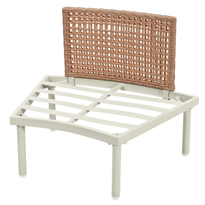 TOPMAX 8-Piece Patio Sofa Furniture Set, Half Moon Outdoor Sectional Sofa with 2 High-Low Coffee Tables, PE Wicker Rattan, Tempered Glass, 6 Pillows & Cushions, for Backyard, Garden, Poolside,Beige Default -DTYStore