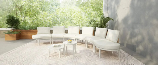 TOPMAX 8-Piece Patio Sofa Furniture Set, Half Moon Outdoor Sectional Sofa with 2 High-Low Coffee Tables, PE Wicker Rattan, Tempered Glass, 6 Pillows & Cushions, for Backyard, Garden, Poolside,Beige Default -DTYStore