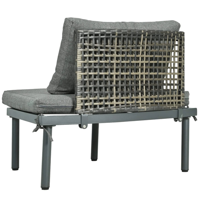 TOPMAX 8-Piece Patio Sofa Furniture Set, Half Moon Outdoor Sectional Sofa with 2 High-Low Coffee Tables, PE Wicker Rattan, Tempered Glass, 6 Pillows & Cushions, for Backyard, Garden, Poolside,Gray Default -DTYStore