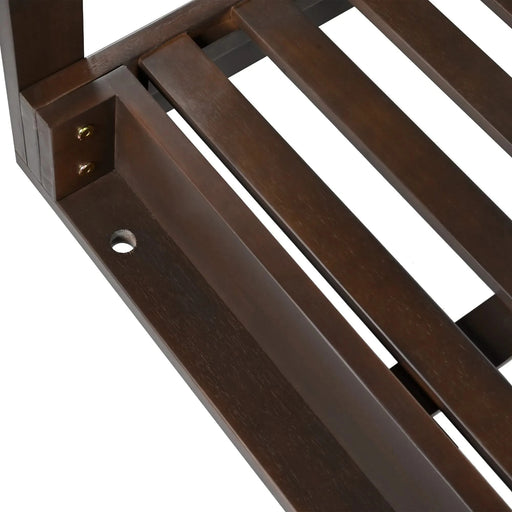 TOPMAX Acacia Wood Porch Swing Bed for Outdoor with Hemp Ropes - Full Size Patio Hanging Bed, 350lbs Capacity, Open-Side Minimalist Design for Patio, Backyard, Garden, Brown -DTYStore