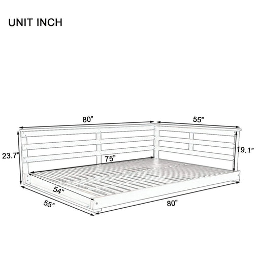 TOPMAX Acacia Wood Porch Swing Bed for Outdoor with Hemp Ropes - Full Size Patio Hanging Bed, 350lbs Capacity, Open-Side Minimalist Design for Patio, Backyard, Garden, Brown -DTYStore