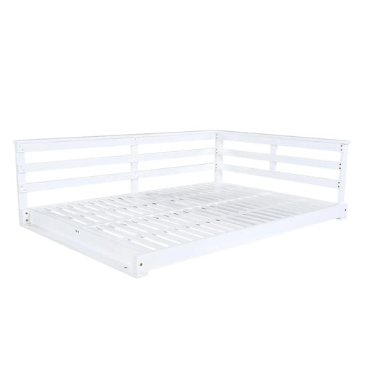 TOPMAX Acacia Wood Porch Swing Bed for Outdoor with Hemp Ropes - Full Size Patio Hanging Bed, 350lbs Capacity, Open-Side Minimalist Design for Patio, Backyard, Garden, White Default -DTYStore