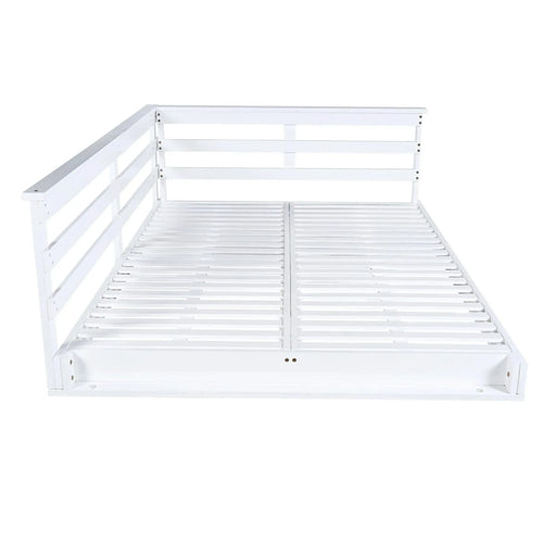 TOPMAX Acacia Wood Porch Swing Bed for Outdoor with Hemp Ropes - Full Size Patio Hanging Bed, 350lbs Capacity, Open-Side Minimalist Design for Patio, Backyard, Garden, White Default -DTYStore