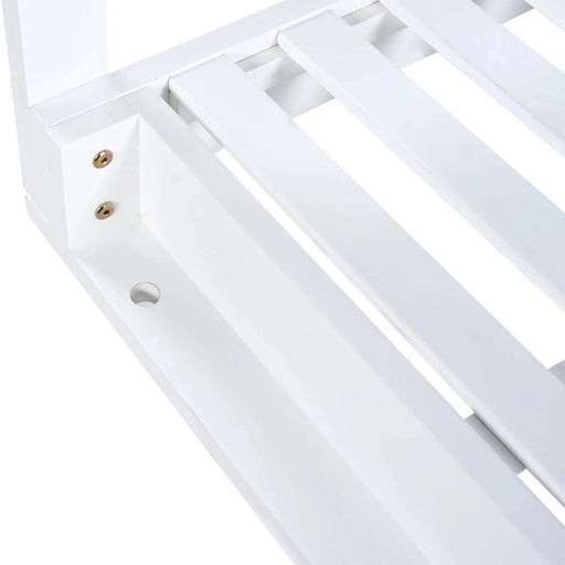 TOPMAX Acacia Wood Porch Swing Bed for Outdoor with Hemp Ropes - Full Size Patio Hanging Bed, 350lbs Capacity, Open-Side Minimalist Design for Patio, Backyard, Garden, White Default -DTYStore