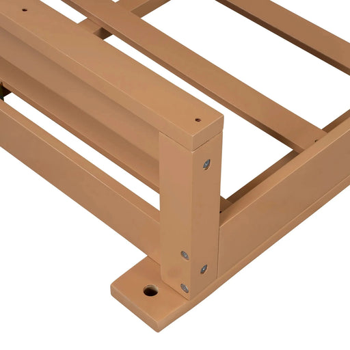 TOPMAX Acacia Wood Twin Size Patio Swing Bed Modern Porch Swing Hanging Bed Frame with 16.4ft Hemp Ropes for Garden,Backyard,Natural Default -DTYStore