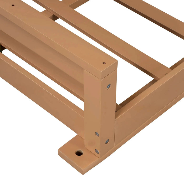 TOPMAX Acacia Wood Twin Size Patio Swing Bed Modern Porch Swing Hanging Bed Frame with 16.4ft Hemp Ropes for Garden,Backyard,Natural Default -DTYStore