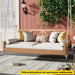 TOPMAX Acacia Wood Twin Size Patio Swing Bed Modern Porch Swing Hanging Bed Frame with 16.4ft Hemp Ropes for Garden,Backyard,Natural Default -DTYStore
