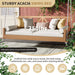 TOPMAX Acacia Wood Twin Size Patio Swing Bed Modern Porch Swing Hanging Bed Frame with 16.4ft Hemp Ropes for Garden,Backyard,Natural Default -DTYStore