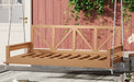 TOPMAX Acacia Wood Twin Size Patio Swing Bed Modern Porch Swing Hanging Bed Frame with 16.4ft Hemp Ropes for Garden,Backyard,Natural Default -DTYStore