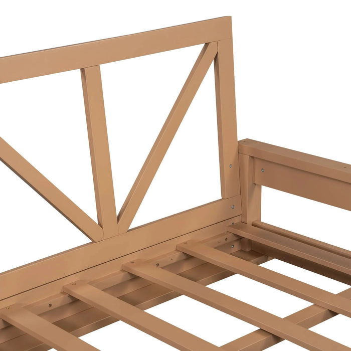 TOPMAX Acacia Wood Twin Size Patio Swing Bed Modern Porch Swing Hanging Bed Frame with 16.4ft Hemp Ropes for Garden,Backyard,Natural Default -DTYStore