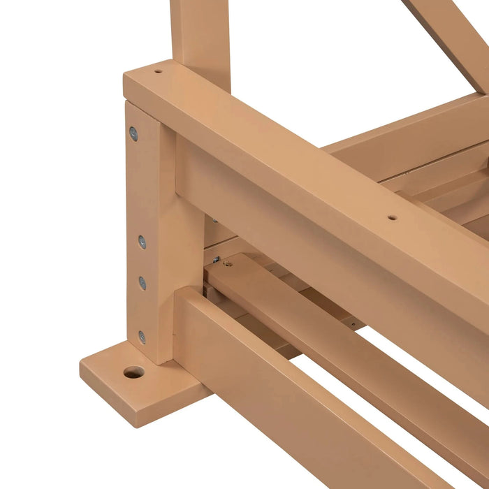 TOPMAX Acacia Wood Twin Size Patio Swing Bed Modern Porch Swing Hanging Bed Frame with 16.4ft Hemp Ropes for Garden,Backyard,Natural Default -DTYStore