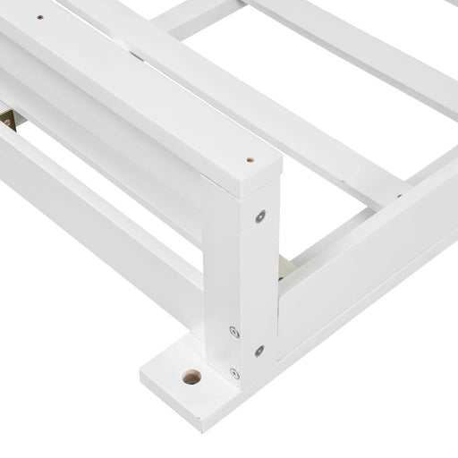 TOPMAX Acacia Wood Twin Size Patio Swing Bed Modern Porch Swing Hanging Bed Frame with 16.4ft Hemp Ropes for Garden,Backyard,White Default -DTYStore