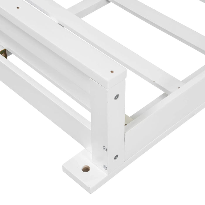 TOPMAX Acacia Wood Twin Size Patio Swing Bed Modern Porch Swing Hanging Bed Frame with 16.4ft Hemp Ropes for Garden,Backyard,White Default -DTYStore