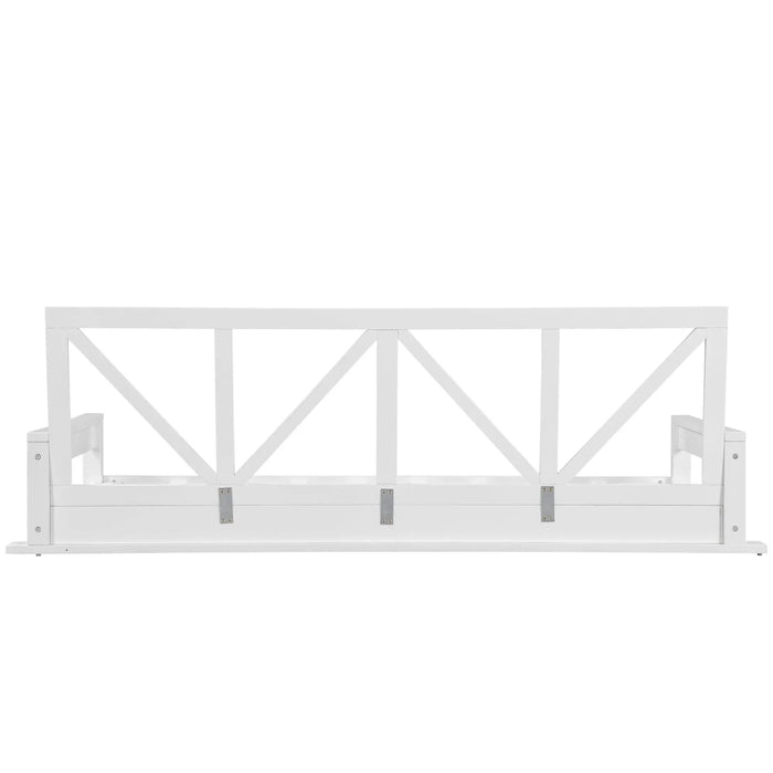 TOPMAX Acacia Wood Twin Size Patio Swing Bed Modern Porch Swing Hanging Bed Frame with 16.4ft Hemp Ropes for Garden,Backyard,White Default -DTYStore