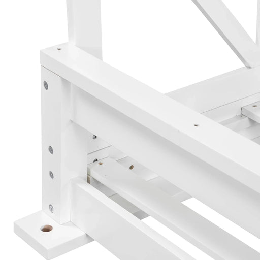 TOPMAX Acacia Wood Twin Size Patio Swing Bed Modern Porch Swing Hanging Bed Frame with 16.4ft Hemp Ropes for Garden,Backyard,White Default -DTYStore