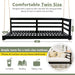 TOPMAX Country Patio Wooden Twin Size Swing Daybed Porch Swing Frame with 4pcs 96-inch Hemp Ropes for Backyard, Garden, Black Default -DTYStore